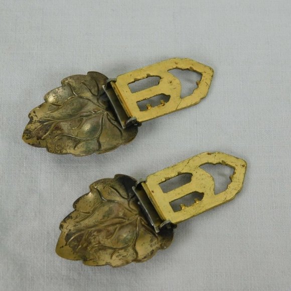 Set of 3 Leaves Leaf Layered Brass Tone Metal Vintage Dress Scarf Clips Textured - Picture 7 of 8